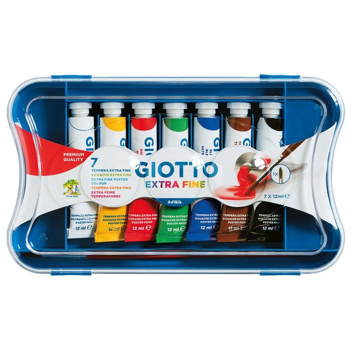 Estuche 7 tubos gouache giotto 12 ml colores básicos
