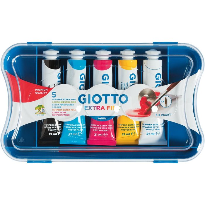 TEMPERA GIOTTO TUBO 21 ML ESTUCHE 5 COLORES SURTIDOS | 1 UNIDADES | (GIOTTO) Imagen principal del producto