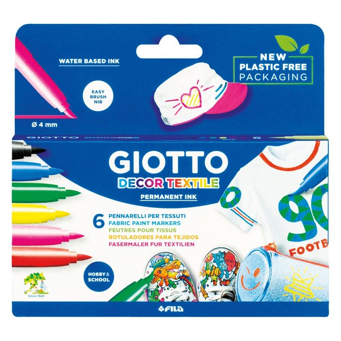 Rotulador Giotto C/6 Textile Color Surtidos | Fila | Pack 1 Unidades