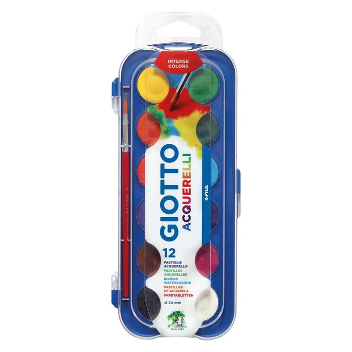 ACUARELA GIOTTO 30MM 12 COLORES CON PINCEL | 1 UNIDADES | (FILA)