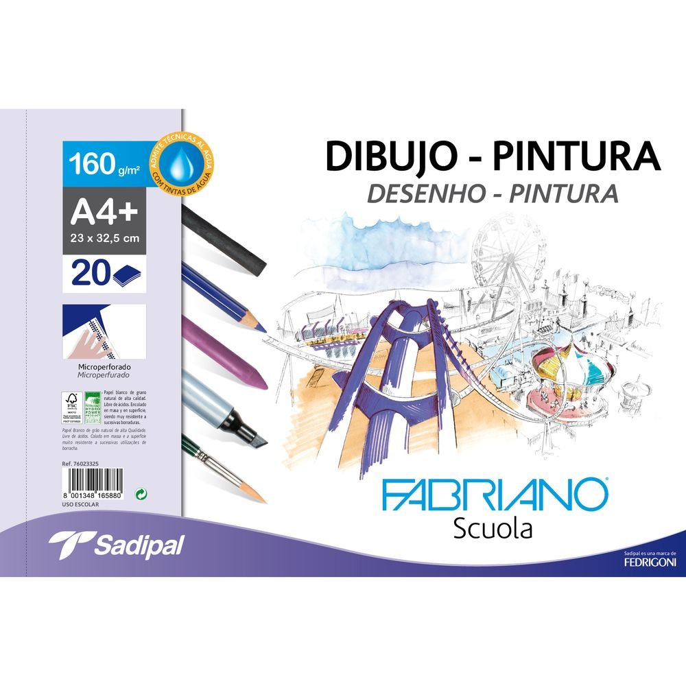 Bloc dibujo espiral tempera-acuarela a4+ 20h 160g. microperforado abriano Imagen principal del producto