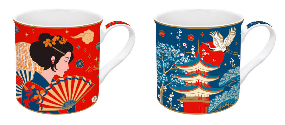 Set 2 Tazas 300 ml Porcelana China Tokyo Marca Easy Life