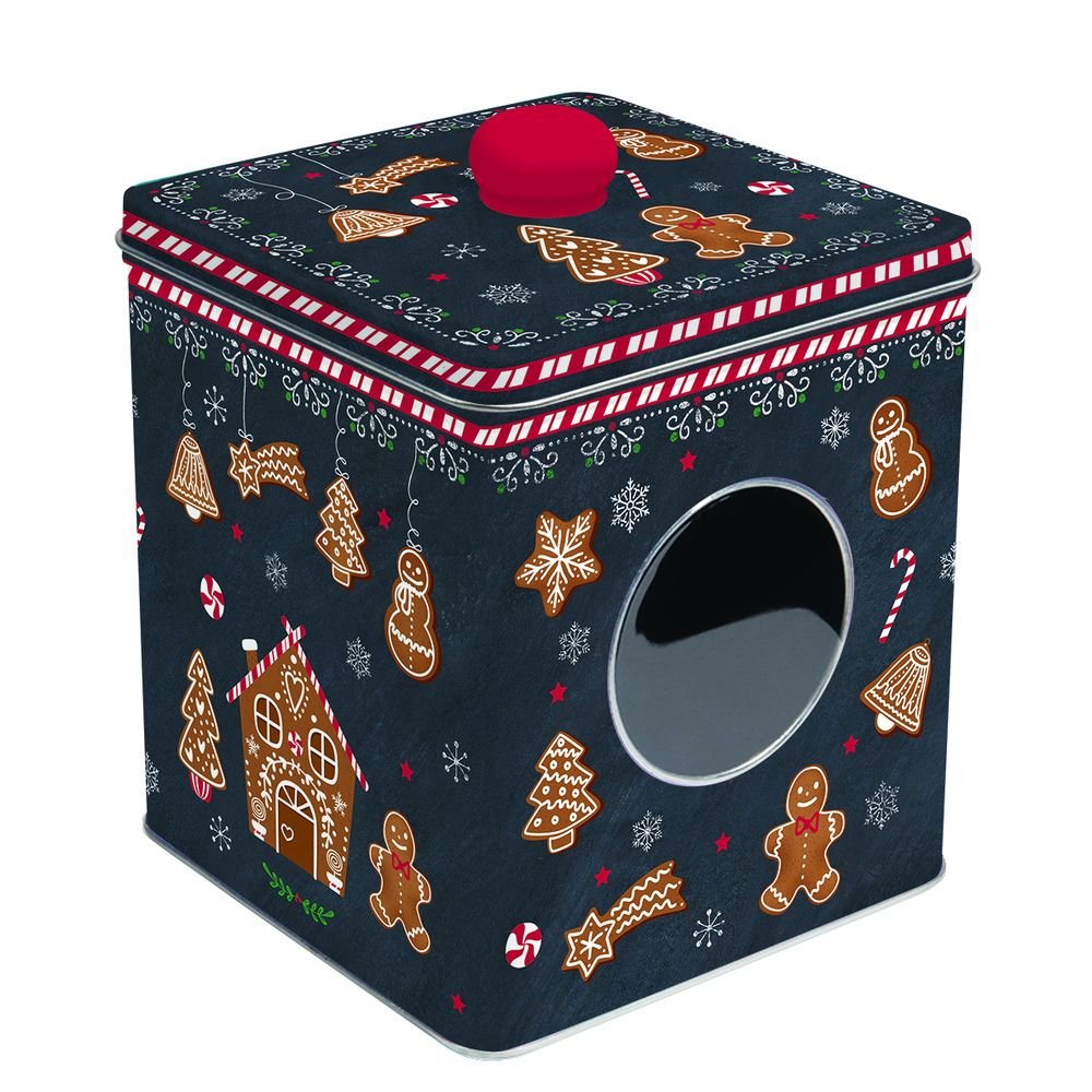 Caja de lata con ventana pan de jengibre EASY LIFE 13x13x14,5 cm