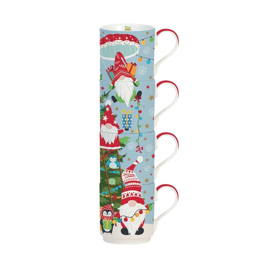 Set 4 Tazas Gnomos Apilables 275 ml en Caja Regalo EASY LIFE