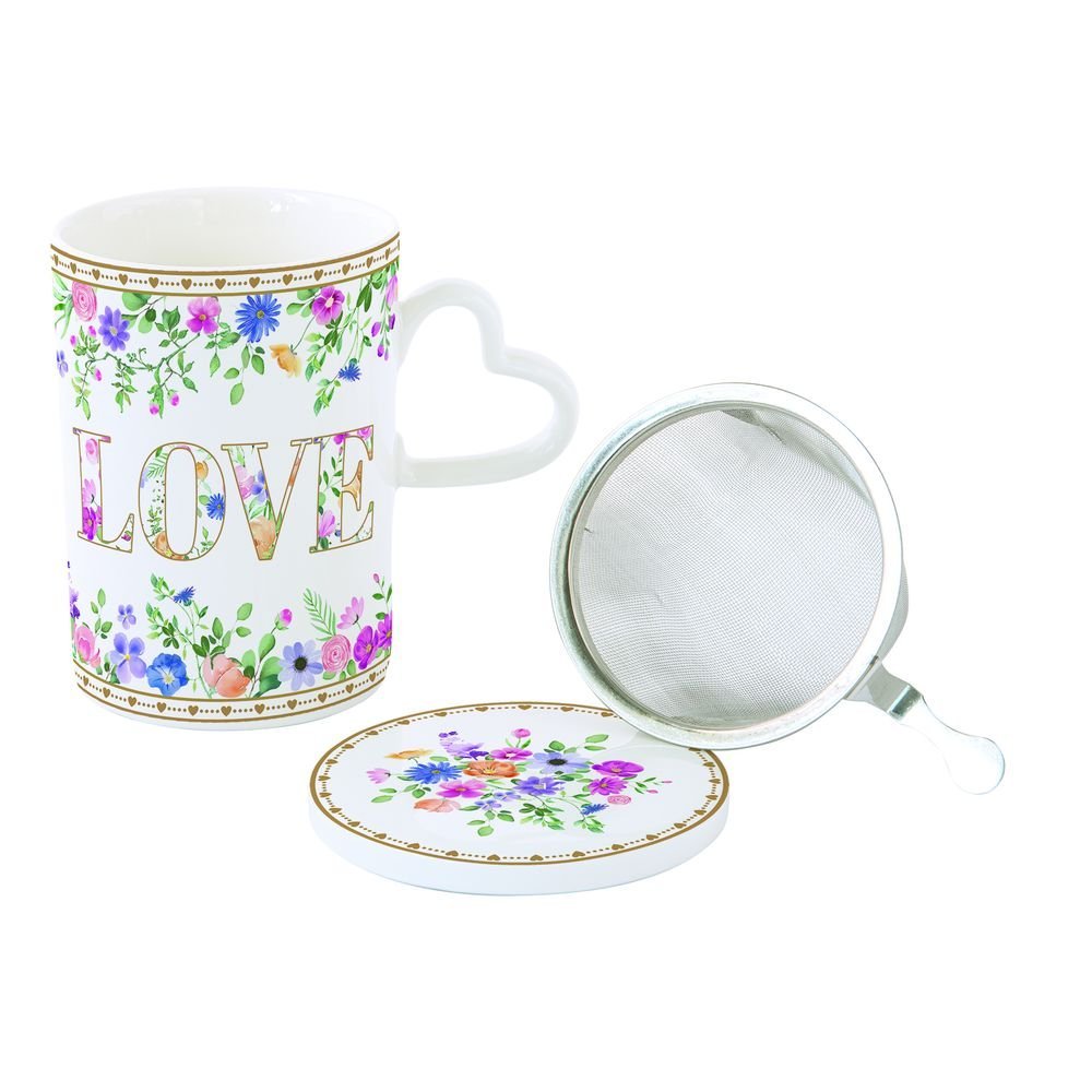 Taza con Infusor Porcelana Love 350 ML con Tapa en Caja Reg Imagen principal del producto