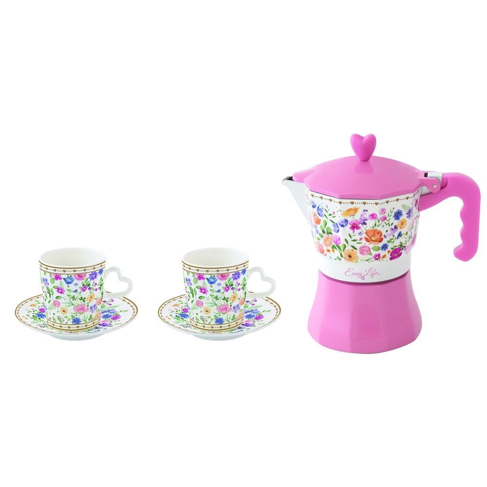 Set 2 Tazas Corazón y Cafetera en Caja Regalo EASY LIFE Imagen principal del producto