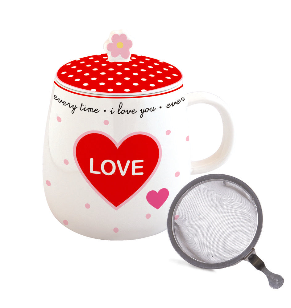 Taza Porcelana con Infusor 450 ML Corazon Love + Caja Regal Imagen principal del producto