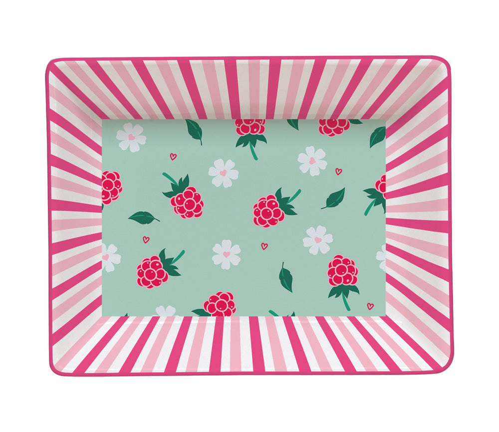 Bandeja Porcelana Frambuesas 14x11 cm y Caja Regalo EASY LIFE