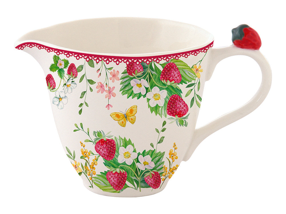 Lechera porcelana 220 ml jardín de fresas con caja regalo