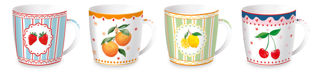 Taza Porcelana Fruit Mania Surtido con Caja Regalo Marca Easy Life