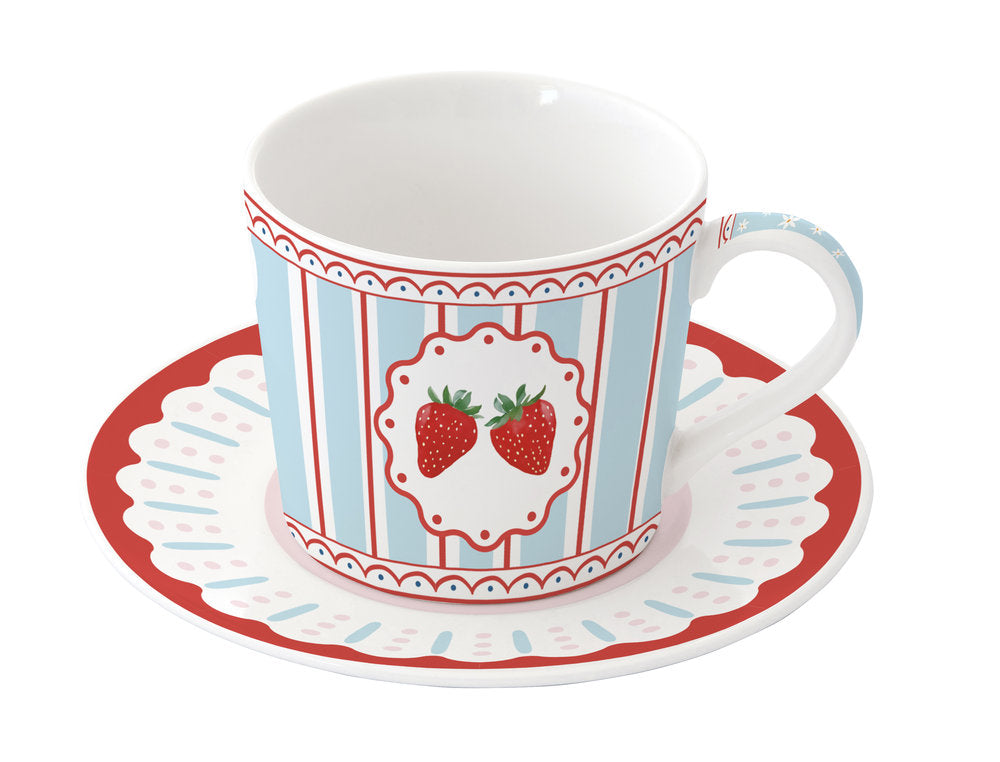 Taza con Plato 380 ML Fruit Mania + Caja Regalo