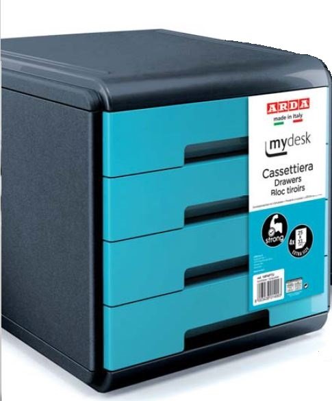 Módulo archivador 4 cajones Cabinet turquesa Arda