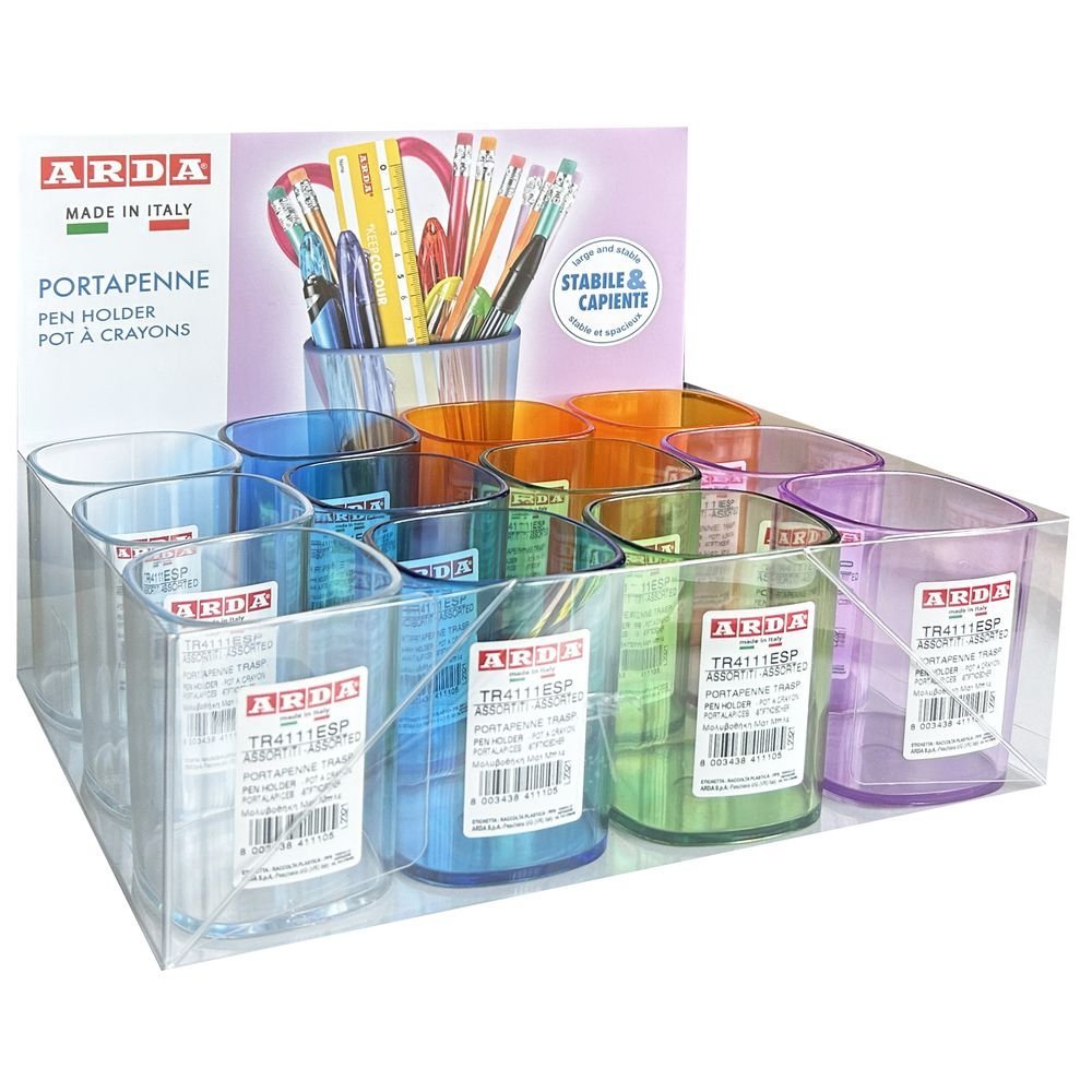 EXPOSITOR 12 PORTALAPICES DE PLASTICO TRANSPARENTE SURTIDO | ARDA