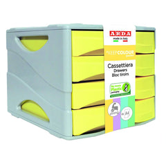 ARCHIVADOR 4 CAJONES COLOR PASTEL GRIS/AMARILLO | 1 UNIDADES | (ARDA)