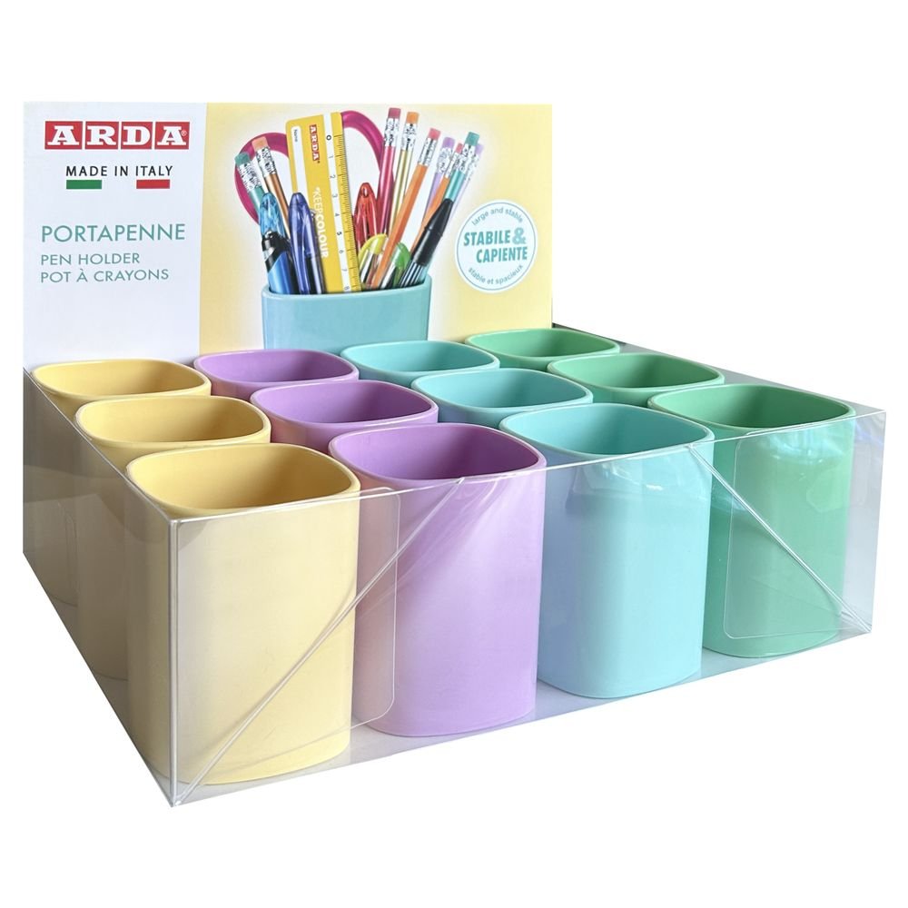 EXPOSITOR 12 CUBILETE PORTALAPICES TIDY MATT COLORES PASTEL | 12 UNIDADES | (ARDA)