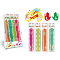EXPOSITOR 15 REGLAS 15 CM FLEXIBLES DOBLE ZURDOS Y DIESTROS | 15 UNIDADES | (ARDA)