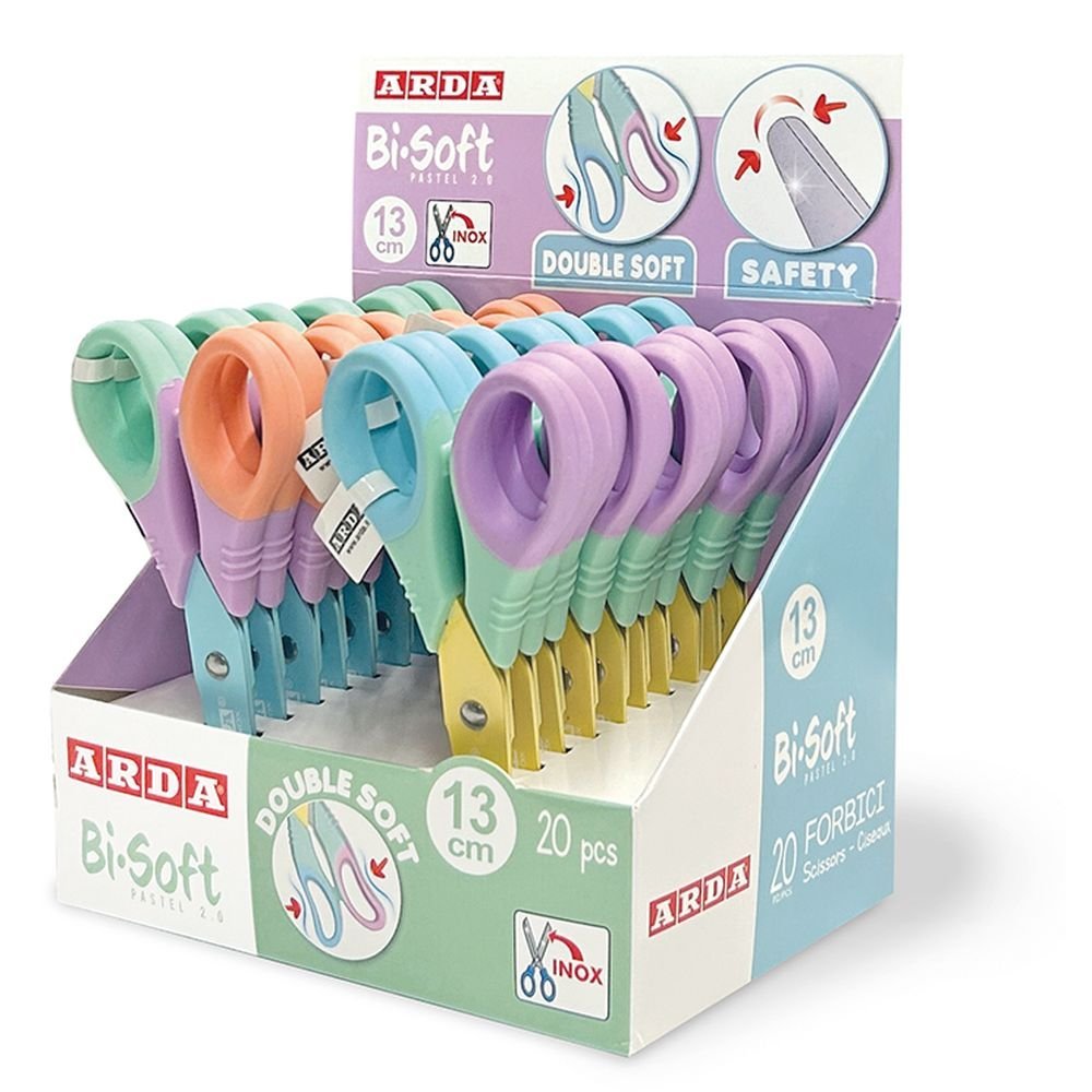 EXPOSITOR 20 TIJERAS BI-SOFT 13 CM KEEP COLOUR PASTEL 2,0 | 20 UNIDADES | (ARDA)