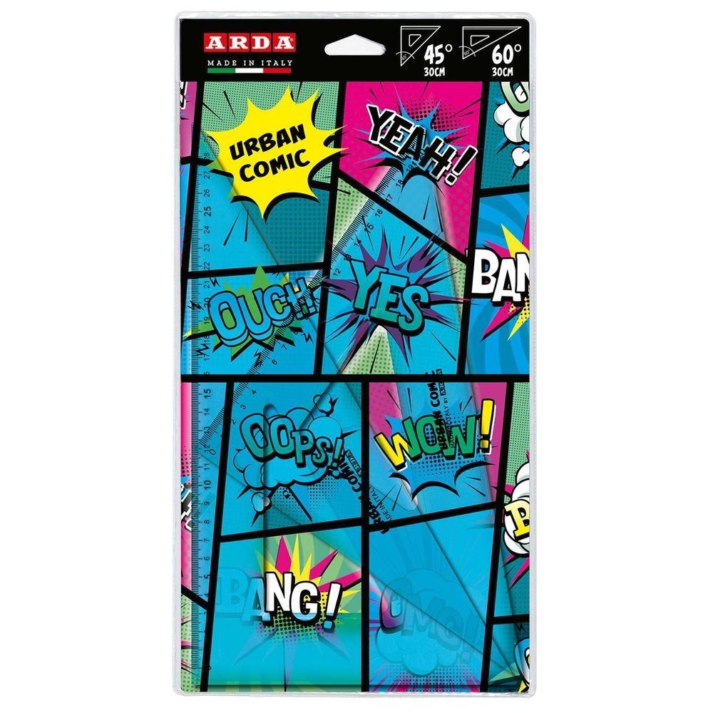 Set dibujo Comic Urban escuadra 45° cartabón 60° ARDA (Pack 10 uds)