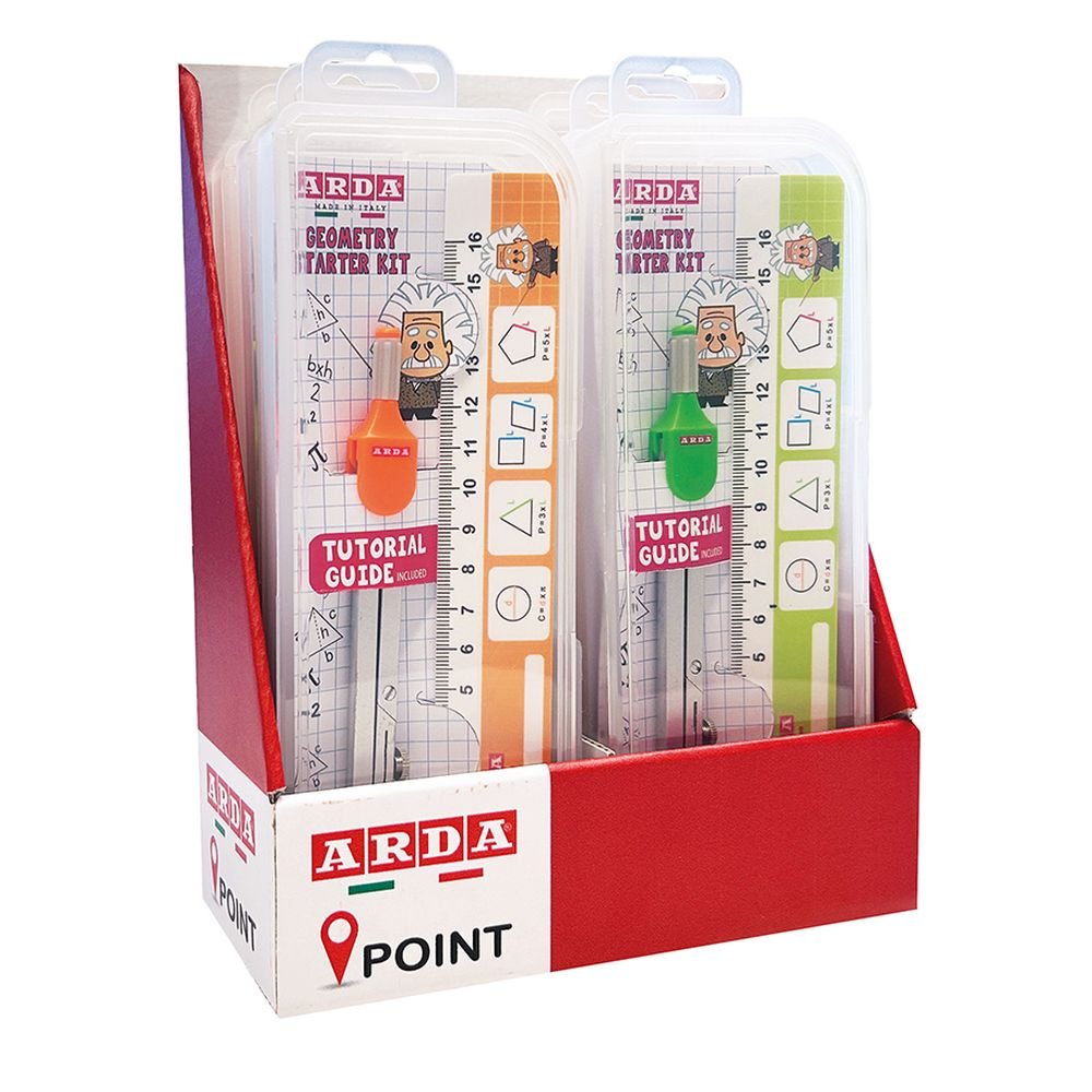 Expositor 6 Set Geometría Regla 16 cm + Compás Colores Surti ARDA Imagen principal del producto