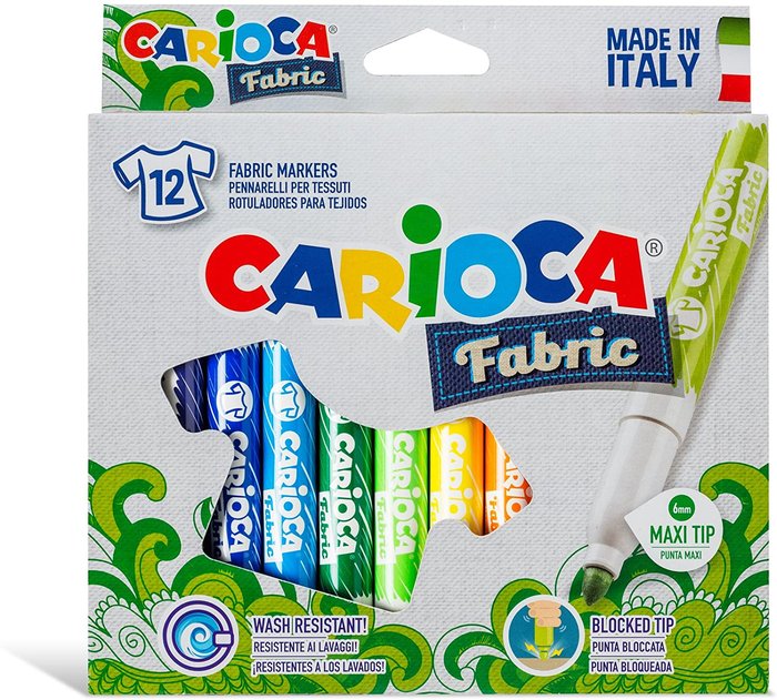 Rotulador Carioca Fabric Textil 12 Colores Surtidos | Universal Española S,A, | Pack 1 Unidades Imagen principal del producto