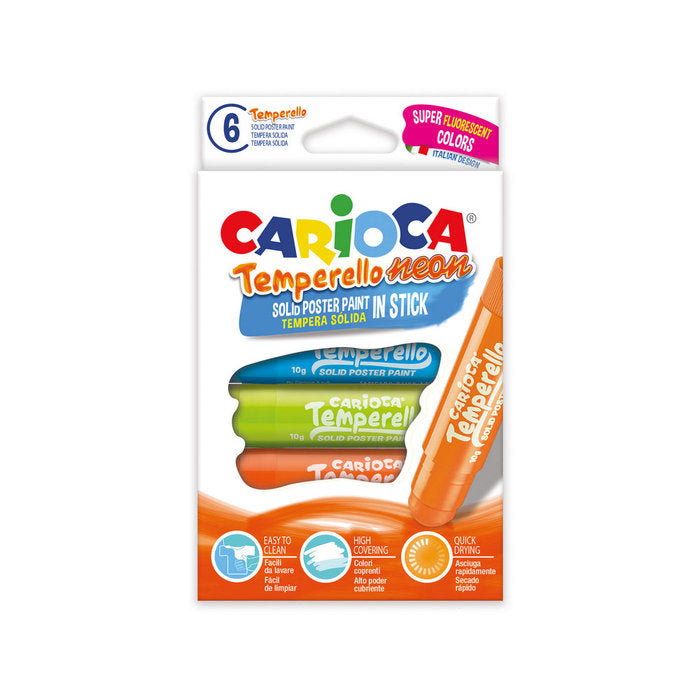 Estuche 6 colores tempera solida temperello neon 10g colores surtidos