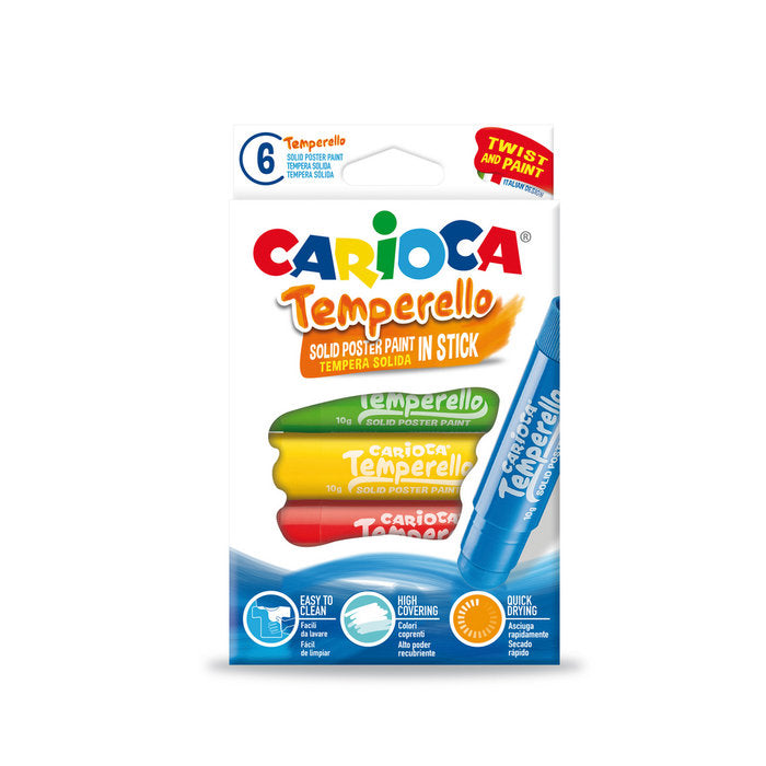 Estuche 6 colores tempera solida temperello 10g colores surtidos