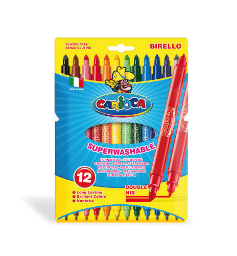 Rotulador Carioca Birello Doble Punta 12 Colores Surtidos | Universal Española S,A, | Pack 12 Unidades Imagen principal del producto