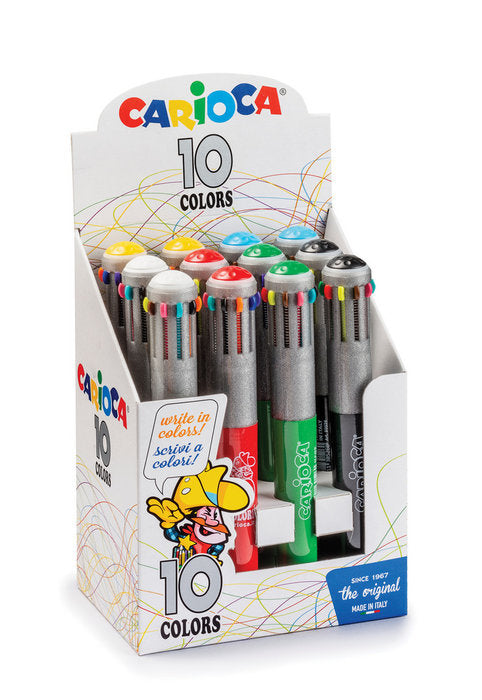 Expositor 12 Bolígrafos de 10 Colores Automático CARIOCA