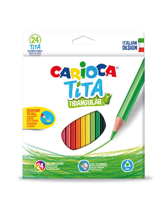 LAPIZ TRIANGULAR CARIOCA TITA 24 COLORES SURTIDOS | 1 UNIDADES | (UNIVERSAL ESPAÑOLA S,A,) Imagen principal del producto