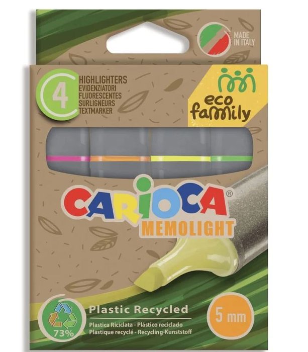 Marcador Fluor Carioca Memolight Eco Estuche 4 Unidades