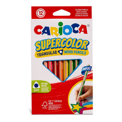 LAPIZ TRIANGULAR MAXI CARIOCA SUPERCOLOR 12 COLORES | 6 UNIDADES | (UNIVERSAL ESPAÑOLA S,A,)