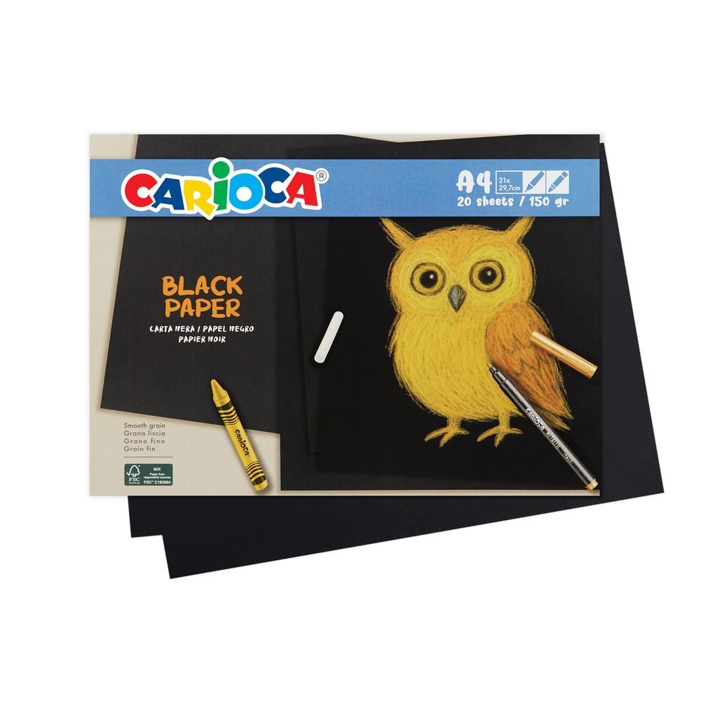 Papel dibujo Carioca A4 20 hojas negro (pack 6)