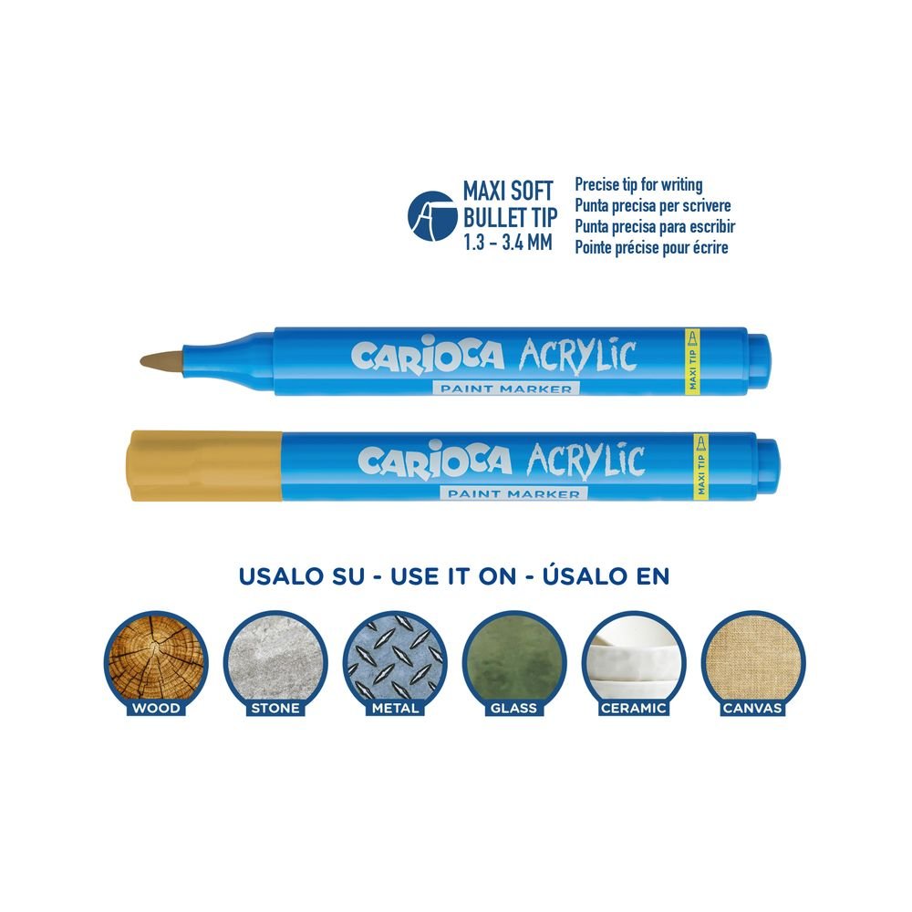 Rotulador Carioca Acrílico Maxi Tip Oro 8 unidades