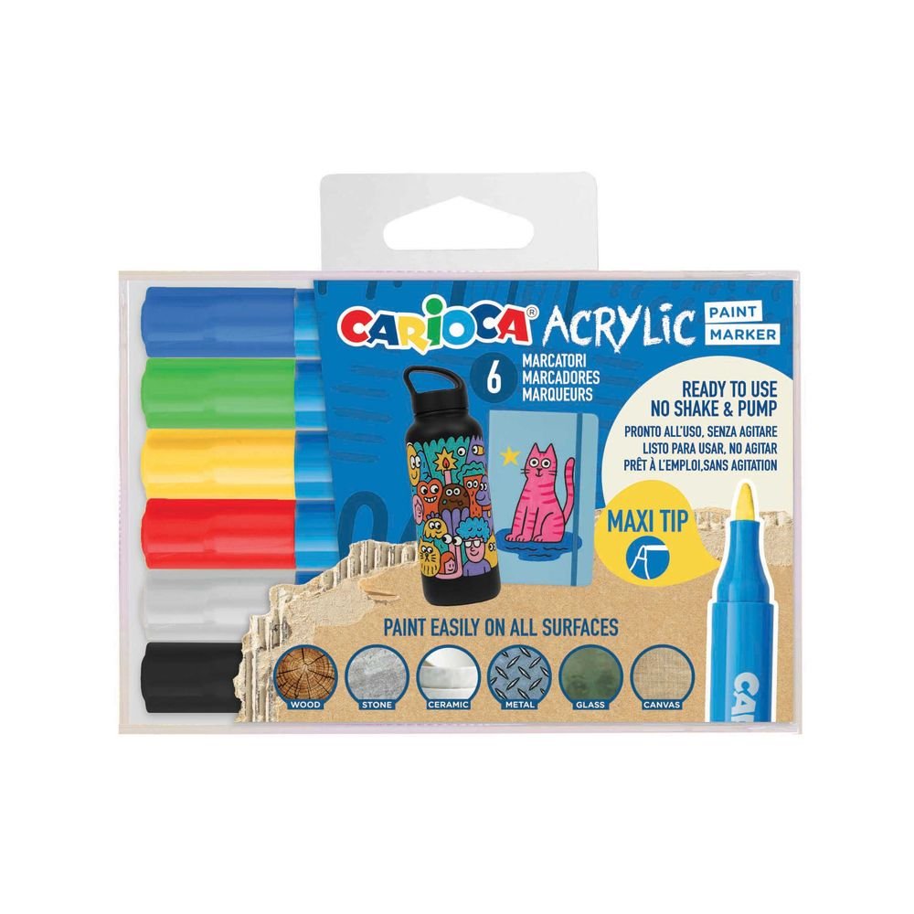 Rotulador Carioca Acrylic Maxi Tip 6 colores surtidos