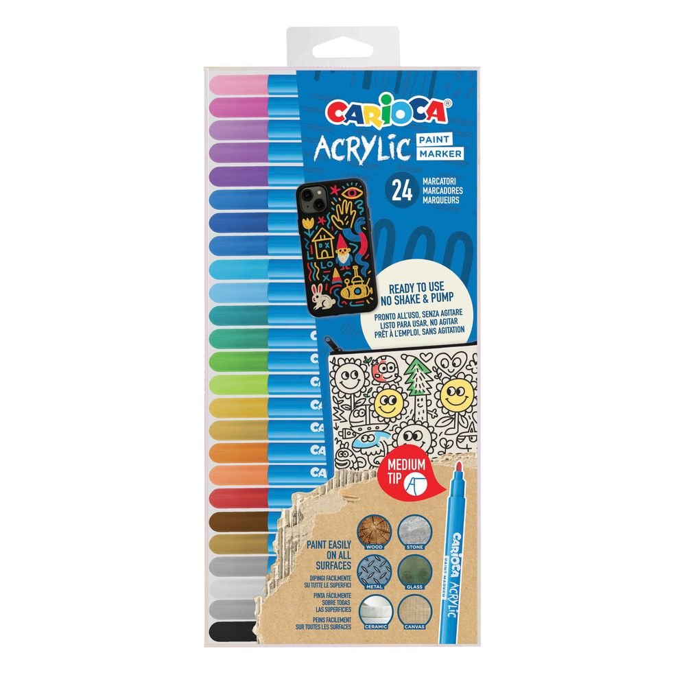 Rotulador Carioca Acrylic Medium 24 Colores Surtidos Universal Española