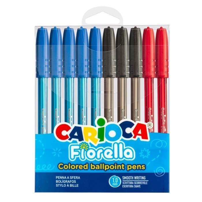 BOLIGRAFO CARIOCA FIORELLA BLISTER 8+2 COLORES SURTIDOS | 6 UNIDADES | (UNIVERSAL ESPAÑOLA S,A,)