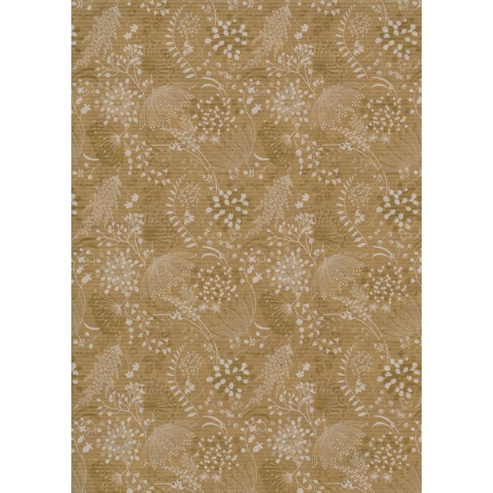 PAPEL REGALO BOBINA 62CM FLORES BLANCO Y ORO KRAFT | SADOCH | 1 UNIDAD | 8006715271867