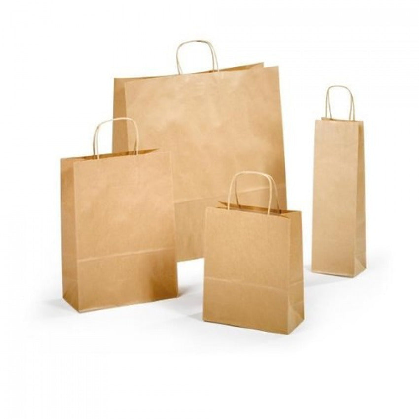 Paq/25 Bolsas Kraft Allegra Color Kraft 26x12x36cm