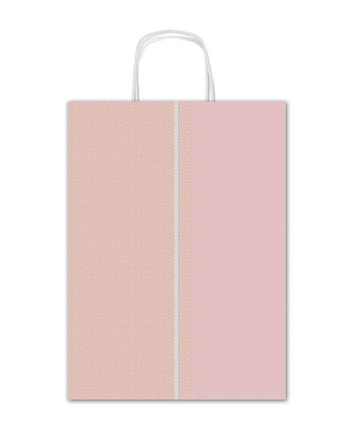 BOLSA REGALO LUNARES ROSA Y KRAFT 16X21X8CM | SADOCH | ENVASE 25 UDS. UNIDAD | 8006715292855
