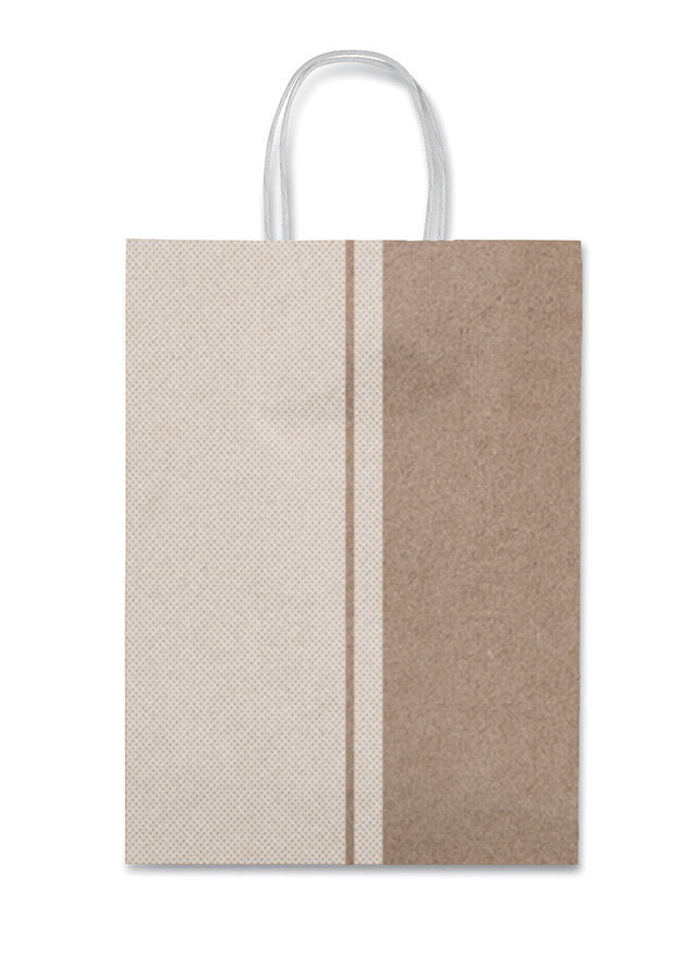 BOLSA REGALO ASA RETORCIDA LUNARES BLANCOS KRAFT 26X36X12CM | SADOCH | 1 UNIDAD | 8006715293425