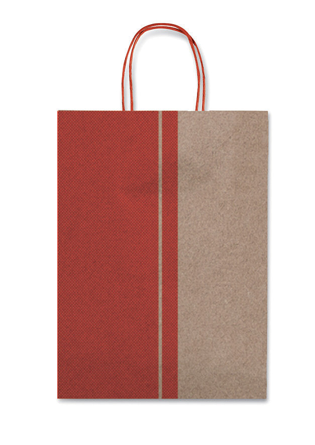 BOLSA REGALO ASA RETORCIDA LUNARES ROJO Y KRAFT 26X36X12CM | SADOCH | 1 UNIDAD | 8006715293463 Imagen principal del producto