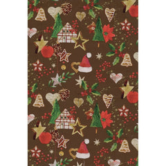BOBINA PAPEL REGALO 62CM PINOS Y ADORNOS DE NAVIDAD MARRON | SADOCH | 1 UNIDAD | 8006715332476