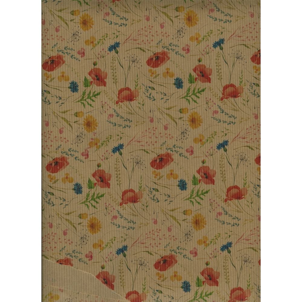 Bobina papel regalo 62 cm kraft amapolas Sadoch