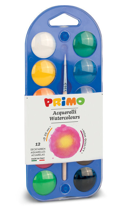 ACUARELA PRIMO 12 COLORES 25 MM + 1 PINCEL | 1 UNIDADES | (PRIMO) Imagen principal del producto