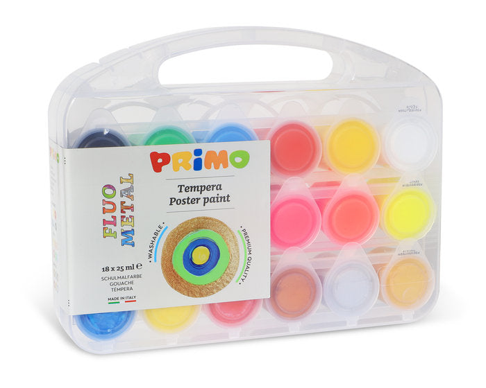 MALETIN 18 TEMPERA 25 ML COLORES INTENSOS, FLUO Y METALICOS | 1 UNIDADES | (PRIMO) Imagen principal del producto