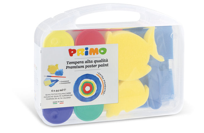 MALETIN 6 TEMPERA PREMEZCLADA 44 ML CON ACCESORIOS | 1 UNIDADES | (PRIMO)