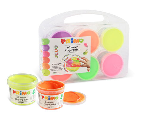 Pintura de dedos 100 g 6 colores fluorescentes Primo