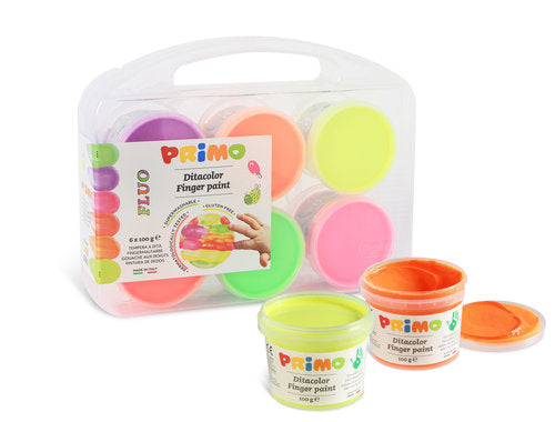 Pintura de dedos 100 g 6 colores fluorescentes Primo
