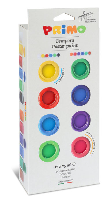 TEMPERA PREMEZCLADA 25 ML 12 COLORES SURTIDOS | 1 UNIDADES | (PRIMO)