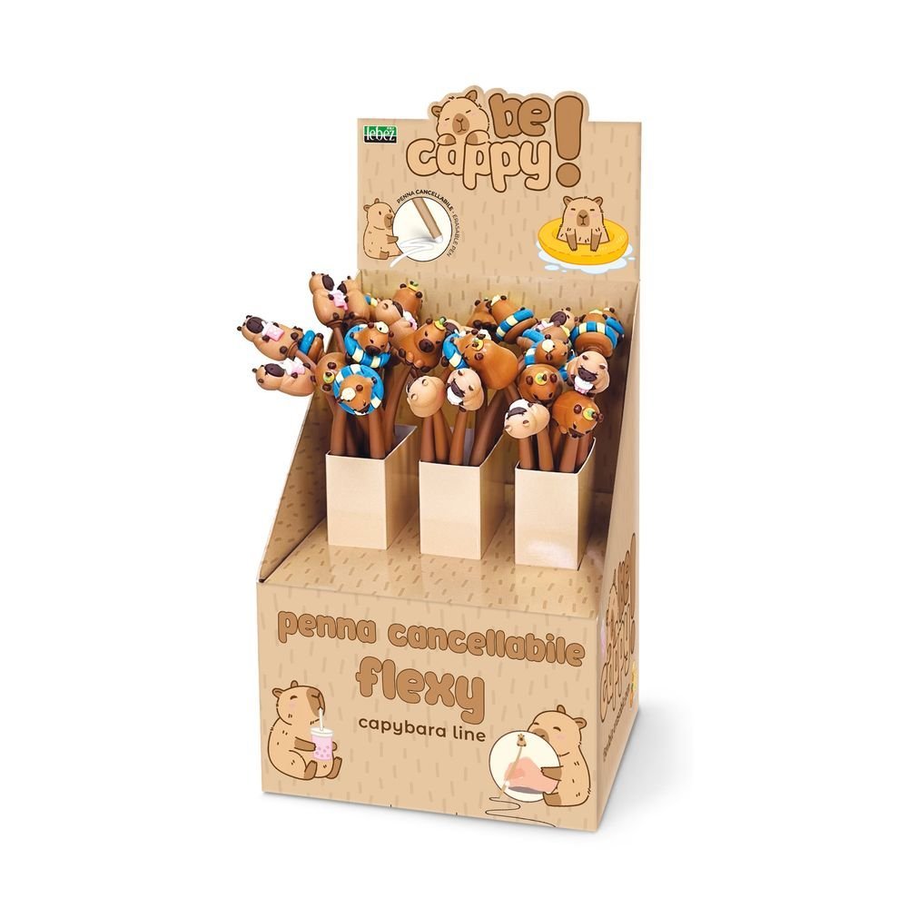 Expositor 36 Bolígrafos Borrables Flexibles con Goma Capybara PRYSE Regalo